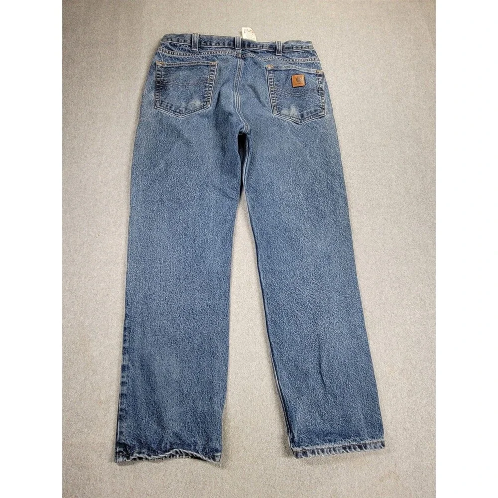Carhartt Jeans Mens 36 34x30 Straight Regular Blue Cotton Workwear B480 DVB Fade